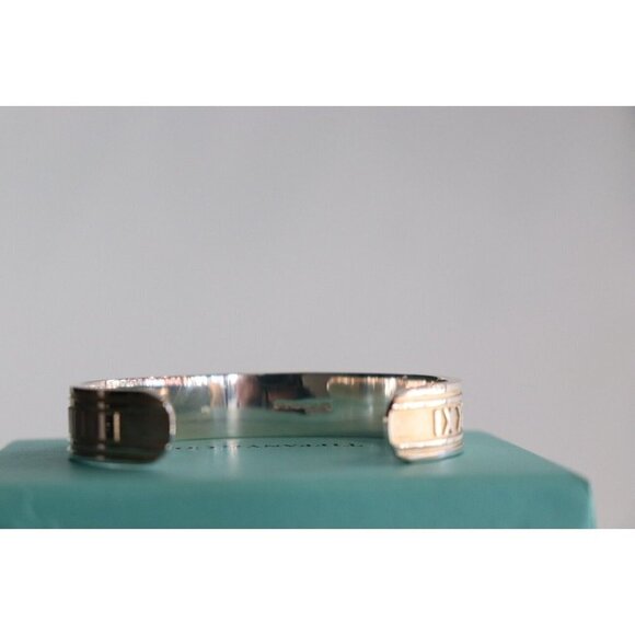 Tiffany & Co. Women's Silver Atlas Cuff Bracelet Sterling Silver Roman Numeral - Picture 8 of 9